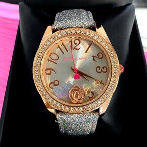 Betsey Johnson Glitter Ladies Fashion Charm Wrist Watch New In Gift Box